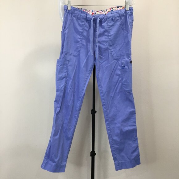 KOI Strech Blue 709-R Style Drawstring Waist Multiple Pockets Scrubs Pant - Picture 1 of 9